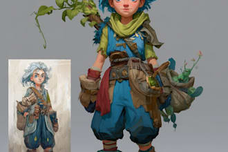 do a fantasy character art and character