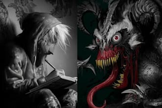 draw dark, horror illustration