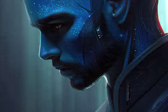 design stunning sci fi portrait art