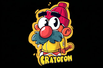 draw cute cartoon character, mascot, sticker