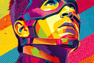 illustrate a superhero pop art portraits