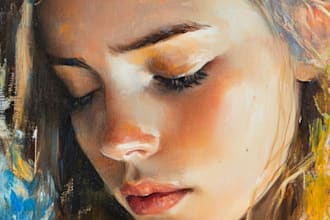 make artistic oil painting on oil canvas