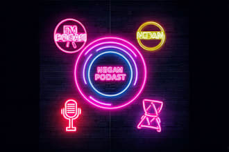 design neon podcast logo cover art