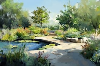 draw fantasy landscape or enviroment art