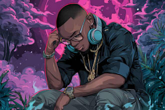 create futuristic surreal album cover art for music artists