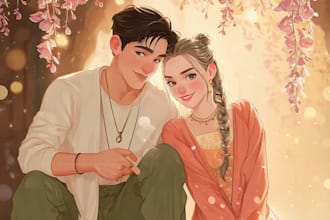 make a family couple cartoon portrait