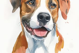 draw pet portrait, digital art, dog portrait