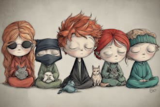 draw children book cover and children book illustrations