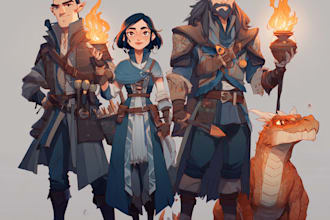 create dnd character party and concepts art party for you