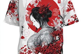 create a japanese t shirt illustration