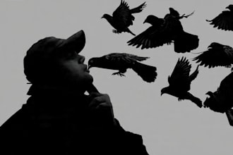 draw silhouette, stencil, black and white art illustration