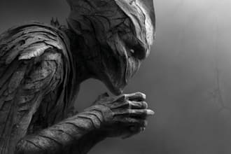 design a monochrome dark fantasy concept art for you