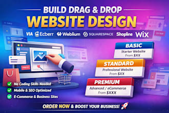 build drag and drop webiste design via ecberr weblium squarespace shopline wix