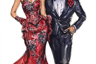 draw a fashion or editorial illustration, sketch, commercial