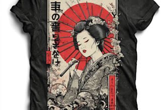 do a japanese t shirt illustration