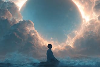 a dreamy surreal or fantasy music cover, album cover art