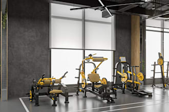 makeover commercial gym building,function space planning,fitness facility render