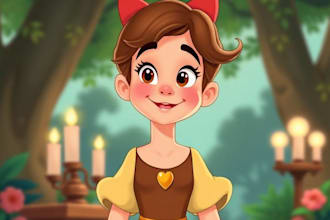 turn yourself a disney cartoon portrait illustration