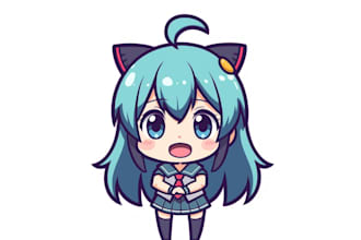 design logo with cute anime mascot
