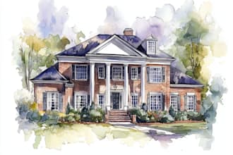 draw a watercolor house painting