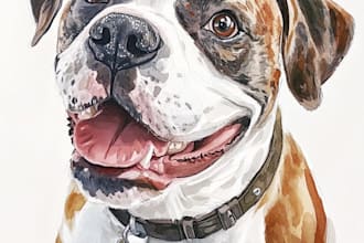 draw a cute pet, cat, dog portrait
