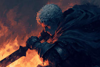 draw custom dark berserk style art in high quality