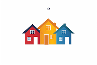 design real estate, roofing, construction logo