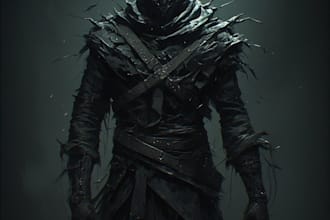 draw creepy and detailed horror character illustration