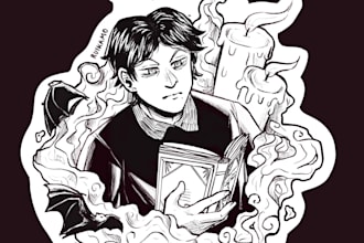 draw a black and white mangastyle lineart bust