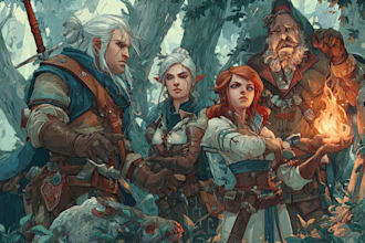do your dnd rpg character or party illustration art