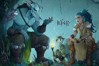 draw your dnd rpg character or party illustration art