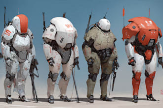 illustrate high quality futuristic mecha designs
