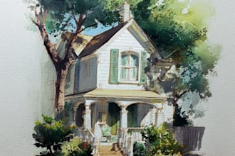 paint watercolor house portrait
