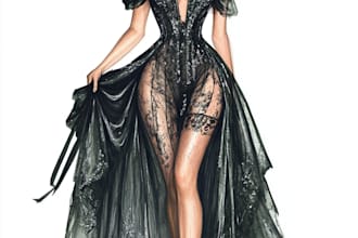 draw a fashion or editorial illustration, sketch, commercial