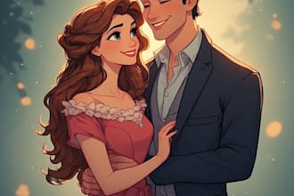 draw couple portrait illustration