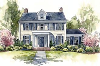 draw house illustration in watercolor