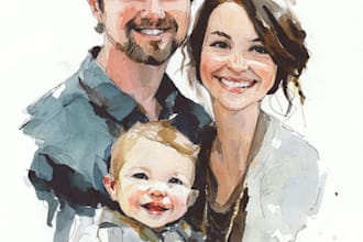 make watercolor family portrait