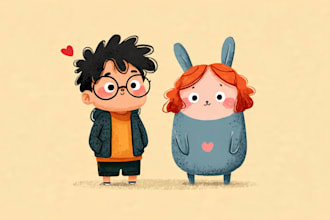 draw cute doodle art and cute custom characters