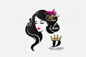 design beautiful feminine fashion, beauty salon glitter logo