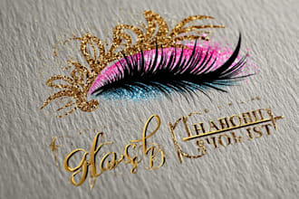 design feminine beauty salon,eyelashes,hair and eyelash extension logo