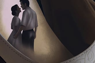 create a couple portrait wedding portrait illustration