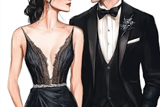 draw a fashion or editorial illustration, sketch, commercial