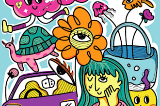 create unique psychedelic doodle art and surreal