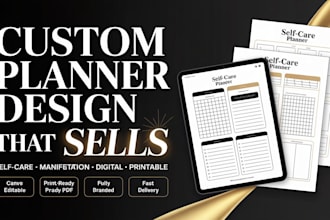 design digital self care planner, wellness planner, self love planner workbook