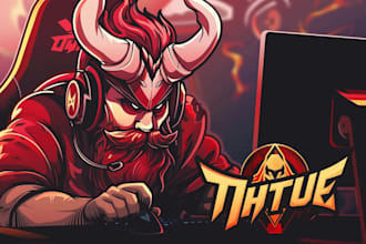 design badass mascot logo for kick, gaming, esport, youtube, twitch