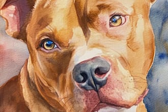 draw artistic pet portrait in digital art style illustration