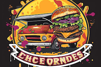 design a mouth watering food truck logo that attracts hungry customers