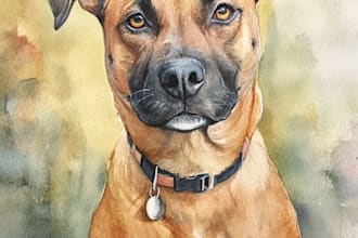 draw your cute pet into cartoon portrait style