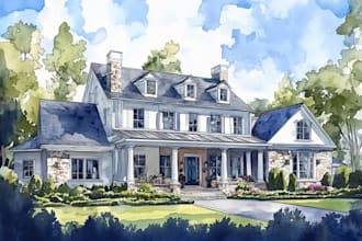 paint watercolor house portrait