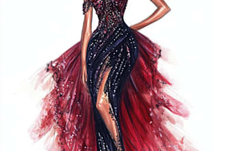draw your fashion sketch, designs and flat illustration
